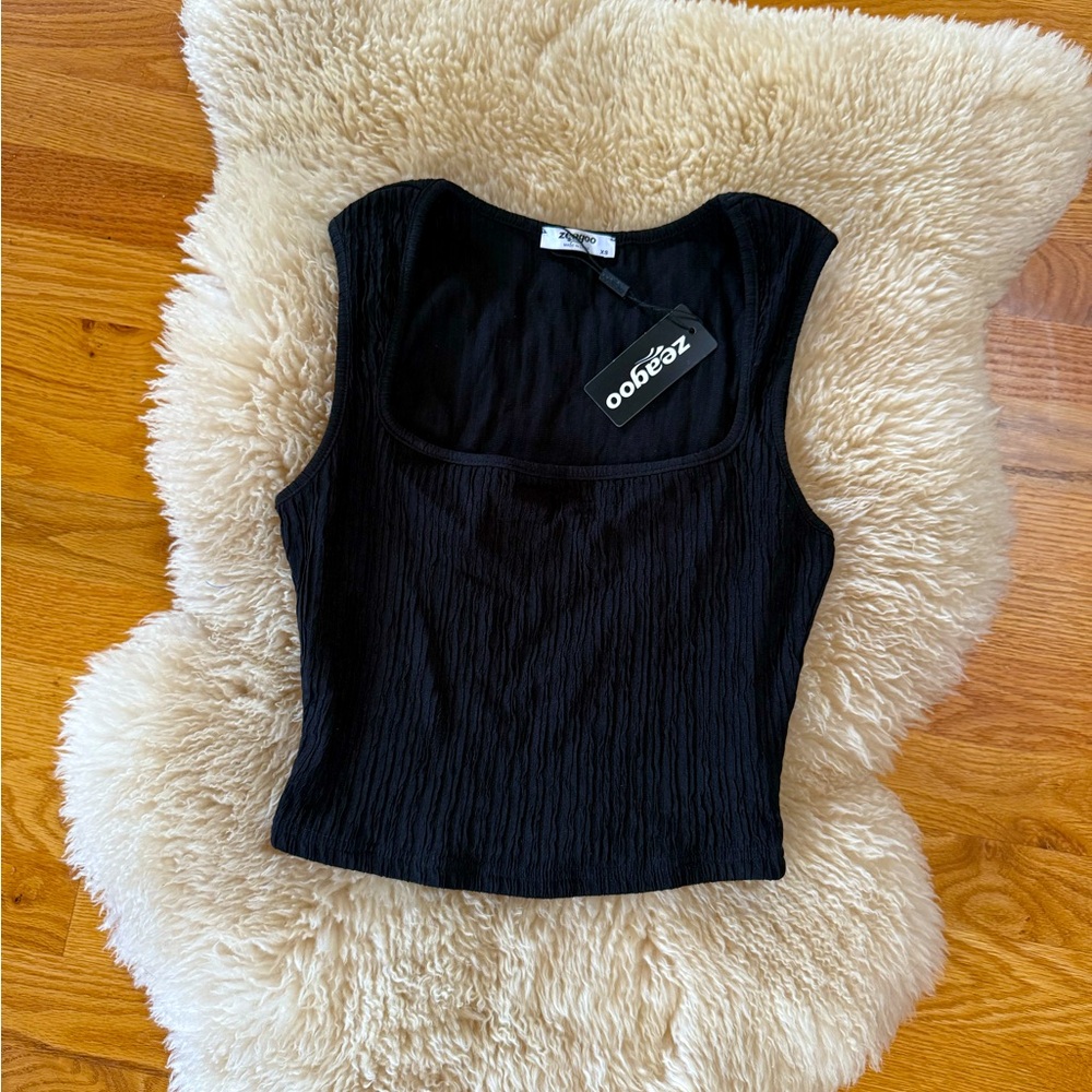 Zeagoo Black Sleeveless Crop Top